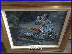 ROLF HARRIS, LEOPARD RECLINING AT DUSK Signed Limited Edition Framed Canvas, COA