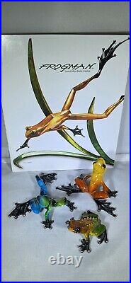 Rare Matched Set Of 3 Frogman 532/5000 Bronze Frogs Limited Edition Coa 1974