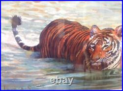 Rolf Harris Signed Limited Edition Print TIGER IN THE LAKE Mounted COA RARE