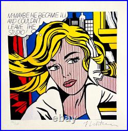 Roy Lichtenstein Lithograph M-Maybe Original COA Signed Stamped Limited