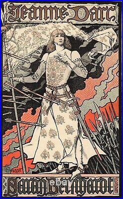 SIGNED 1896 Eugene GRASSET Limited Color Lithographs Joan of Arc FRAMED COA
