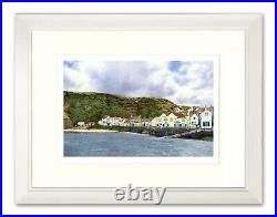 STAITHES HARBOUR Signed Limited Edition Print Wall art SEA landscape painting UK