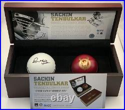 Sachin Tendulkar Signed Limited Edition Commemorative Cricket Balls In Case +COA