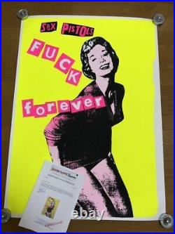 Sex Pistols Jamie Reid FOREVER Vintage Original Silkscreen Poster Signed COA