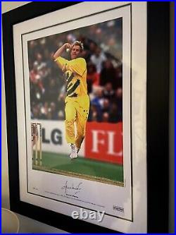Shane Warne Signed Limited Edition Framed Photo With COA Number 20/250