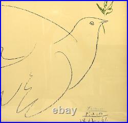 Signed Pablo Picasso Lithograph 59/200 DOVE OF PEACE Limited Edition with COA