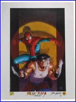 Spider-Man & Wolverine Lithograph Signed by John Romita Marvel 504/699 with COA