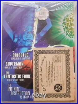 Superman Fantastic Four Treasury Dynamic Forces Signed Alex Ross Jurgens Df Coa