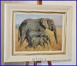 TONY FORREST Limited Edition Canvas on Board Print Elephants Family Outing + COA