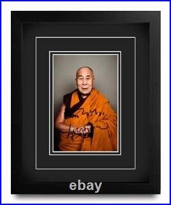 Tenzin Gyatso Hand Signed 6x4 Photo 10x8 Picture Frame The 14th Dalai Lama + COA