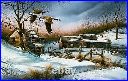 Terry Redlin Winter Windbreak Signed & Numbered Image Size 25 x 16 With COA