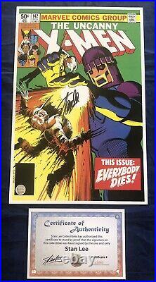 Uncanny X-Men #142 Litho Signed by Stan Lee with COA Terry Austin Art LIMITED